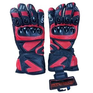 Fieldsheer Apex Motorcycle Gloves Red Black Leather Gauntlet Carbon Armor Men's